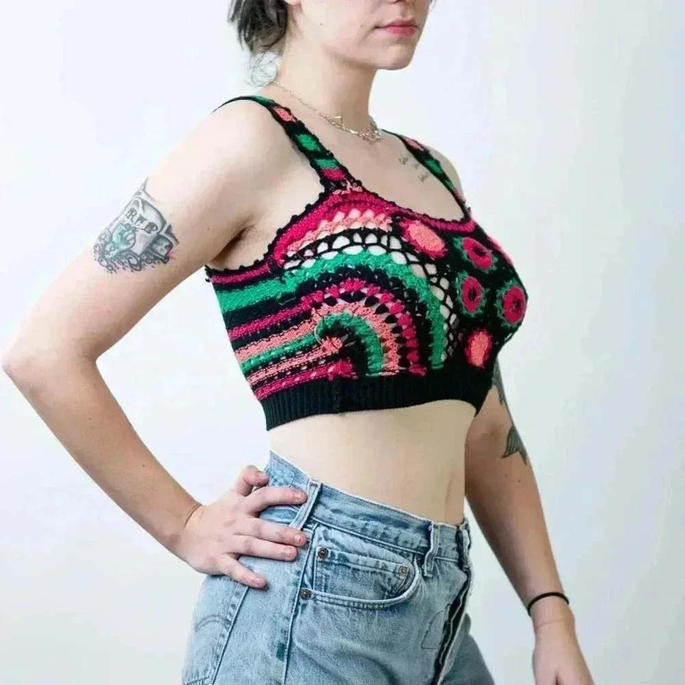 Handmade Crochet Knit Crop Top - S/M - Picture 7 of 7